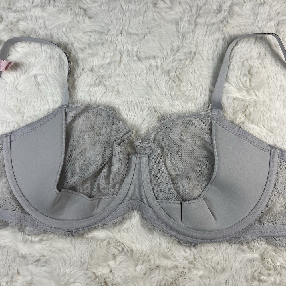 Victoria's Secret Dream Angels Lace Balconette Bra Sparkle Strap Gray 34C NWT - Picture 4 of 9